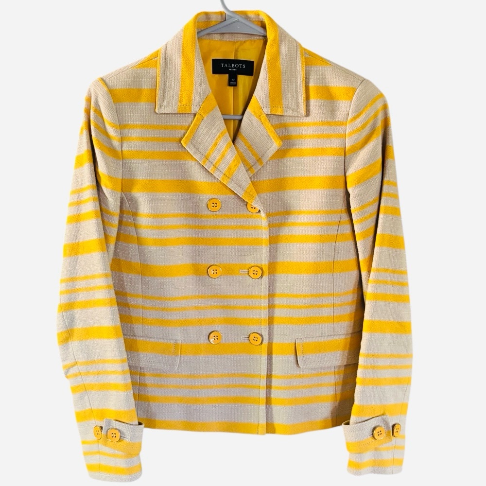Talbots Cotton/Linen Tan & Yellow Jacket